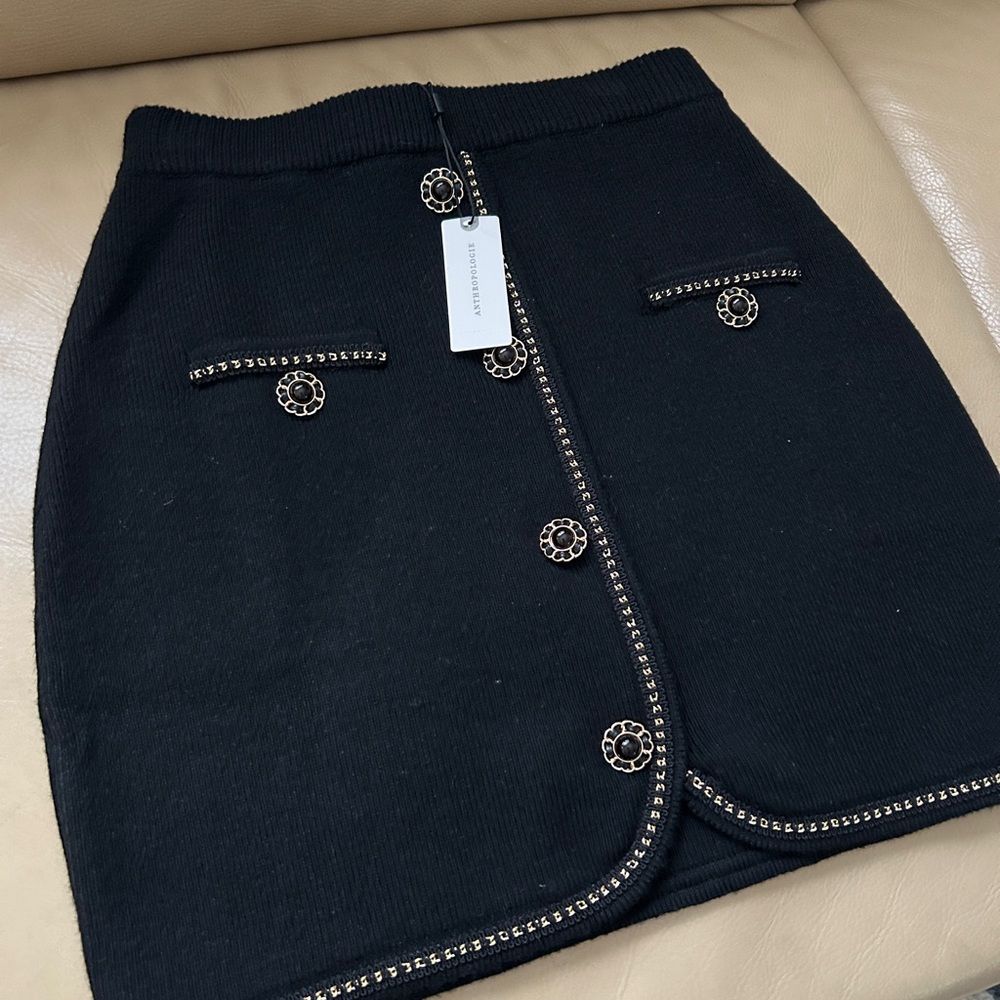 SUNCOO Black Skirt with Gold Detailing